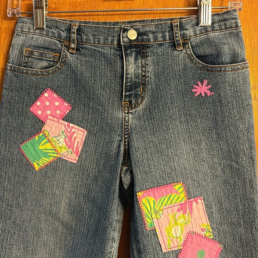 Lily Pulitzer Denim Girls Patchwork Blue Jeans Size 10 - Picture 4 of 8
